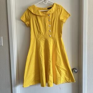 Wedtrend Women's 1950s Vintage Audrey Hepburn Style Swing Dresses Sz L Yellow